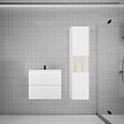 AICA SANITAIRE - AICA Ensemble meuble vasque L.60cm blanc 2 tiroirs + lavabo + colonne - vignette