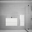 AICA SANITAIRE - AICA Ensemble meuble vasque L.79cm blanc 2 tiroirs + colonne + lavabo - vignette