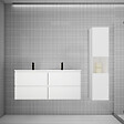 AICA SANITAIRE - AICA Ensemble meuble double vasque L.120cm blanc 4 tiroirs + lavabo + colonne - vignette