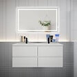 AICA SANITAIRE - AICA Ensemble meuble 2 vasque L.120cm 4 tiroirs + lavabo + LED miroir,blanc - vignette