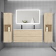 AICA SANITAIRE - AICA Ensemble meuble double vasque L.120cm + lavabo + LED miroir + 2*colonne,chêne.easy - vignette