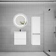 AICA SANITAIRE - AICA Ensemble meuble vasque L.50cm 2 tiroirs + lavabo + LED miroir rond 60cm + colonne,blanc easy - vignette