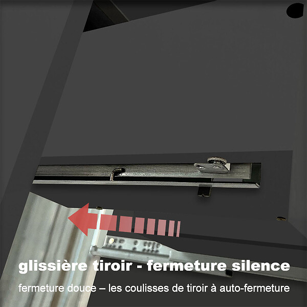 AICA SANITAIRE - AICA Ensemble meuble double vasque L.120cm 4 tiroirs + lavabo + 2*LED miroirs rond 60cm + 2*colonne,anthracite B - large