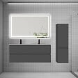 AICA SANITAIRE - AICA Ensemble meuble double vasque L.120cm 4 tiroirs + lavabo + LED miroir + colonne,anthracite 1 - vignette