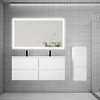 AICA SANITAIRE - AICA Ensemble meuble double vasque L.120cm 4 tiroirs + lavabo + LED miroir + colonne,blanc - vignette