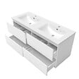 AICA SANITAIRE - AICA Ensemble meuble double vasque L.120cm + lavabo + LED miroir + 2*colonne,blanc - vignette