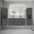 AICA SANITAIRE - AICA Ensemble meuble double vasque L.120cm + lavabo + LED miroir + 2*colonne,anthracite - vignette