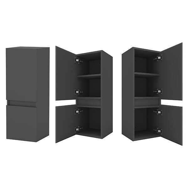 AICA SANITAIRE - AICA Ensemble meuble double vasque L.120cm 4 tiroirs + lavabo + LED miroir + colonne,anthracite - large