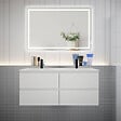AICA SANITAIRE - AICA Ensemble meuble double vasque L.120cm 4 tiroirs + lavabo + LED miroir,blanc - vignette