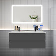 AICA SANITAIRE - AICA Ensemble meuble double vasque L.120cm anthracite 4 tiroirs + led miroir + lavabo - vignette