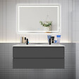 AICA SANITAIRE - AICA Ensemble meuble double vasque L.120cm 4 tiroirs + lavabo + LED miroir,anthracite - vignette