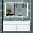 AICA SANITAIRE - AICA Ensemble meuble double vasque L.120cm blanc 2 portes + lavabo + LED miroir,moderne - vignette