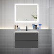 AICA SANITAIRE - AICA Ensemble meuble vasque L.79cm anthracite 2 tiroirs + led miroir + lavabo - vignette
