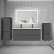 AICA SANITAIRE - AICA SANITAIRE Ensemble meuble double vasque L.120cm + lavabo + LED miroir + 2*colonne,anthracite - vignette