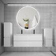 AICA SANITAIRE - AICA Ensemble meuble double vasque L.120cm 4 tiroirs + lavabo + LED miroir rond 120cm + 2*colonne,blanc - vignette