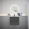 AICA SANITAIRE - AICA Ensemble L.60cm meuble vasque 2 tiroirs + lavabo + LED miroir rond 60cm,anthracite - vignette