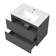 AICA SANITAIRE - AICA Ensemble L.60cm meuble vasque 2 tiroirs + lavabo + LED miroir rond 60cm,anthracite - vignette