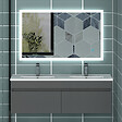 AICA SANITAIRE - AICA Ensemble meuble double vasque L.120cm anthracite 2 portes + lavabo + LED miroir,moderne - vignette