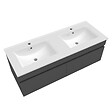 AICA SANITAIRE - AICA Ensemble meuble double vasque L.120cm anthracite 2 portes + lavabo + LED miroir,moderne - vignette
