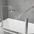 AURLANE - Paroi de Douche et Volet Pivotant 100+40x200 cm - Bandeau Miroir - Barre de Fixation Chrome - vignette
