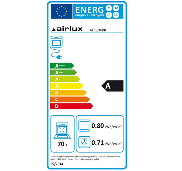 AIRLUX - Four Intégrable Multifonction 65l 60cm Catalyse Noir - AFC108BK - large