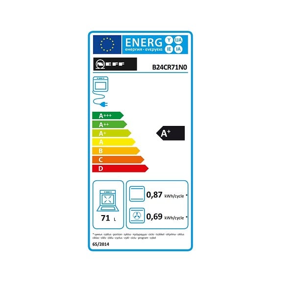 NEFF - Four Intégrable 71l 60cm Pyrolyse Noir - B24CR71N0 - large