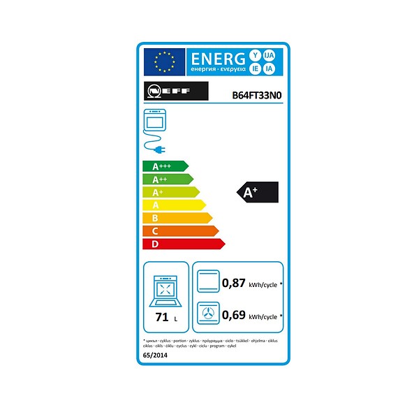 NEFF - four intégrable combi vapeur 71l 60cm a+ ecoclean noir - B64FT33N0 - large