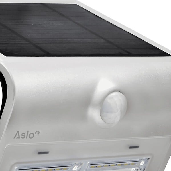 ASLO - Projecteur Led Mural Solaire 3.7V 2Ah GRIS 14 x 10.9 x 21.2 cm Détecteur de mouvements 3.2W 400 Lm ASLO - large