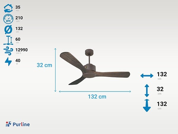 KLASSFAN - Ventilateur de plafond ø132 cm avec LED et Wifi Réversible Hypersilence - large