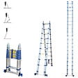 HOSTRÃ–M - Echelle télescopique articulée 6,2m STEMPAKT, escabeau 2x10 marches pliable professionnel multifonction, H max travail 7,1m, garantie 5 ans, Hoström - vignette