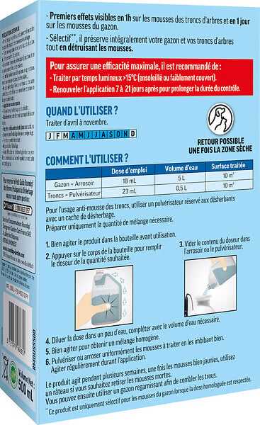 ROUNDUP - ROUNDUP Anti-mousses Concentré Gazon et Troncs d'Arbres 500 ml - large