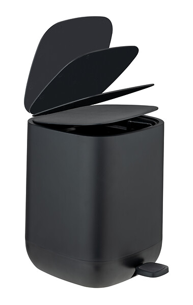 WENKO - Poubelle à pédale - Plastique - Davos - Noir - 5L - large