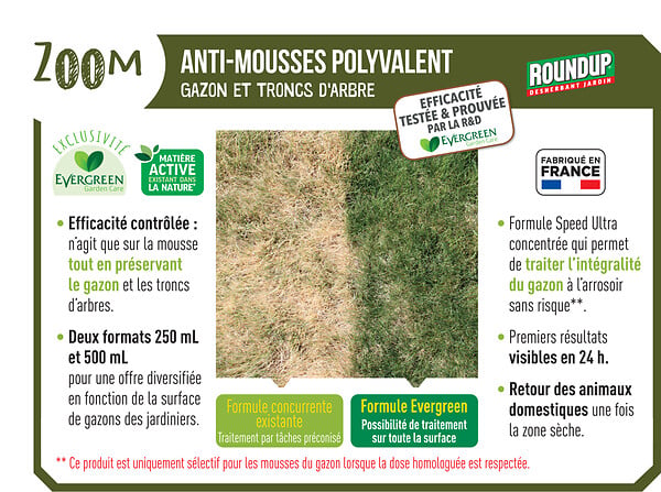 ROUNDUP - ROUNDUP Anti-mousses Concentré Gazon et Troncs d'Arbres 500 ml - large