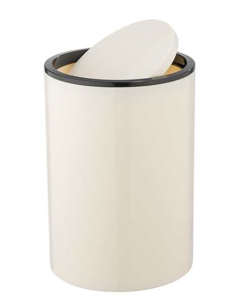 WENKO - Poubelle plastique Inca Crème/Noir 5L - large
