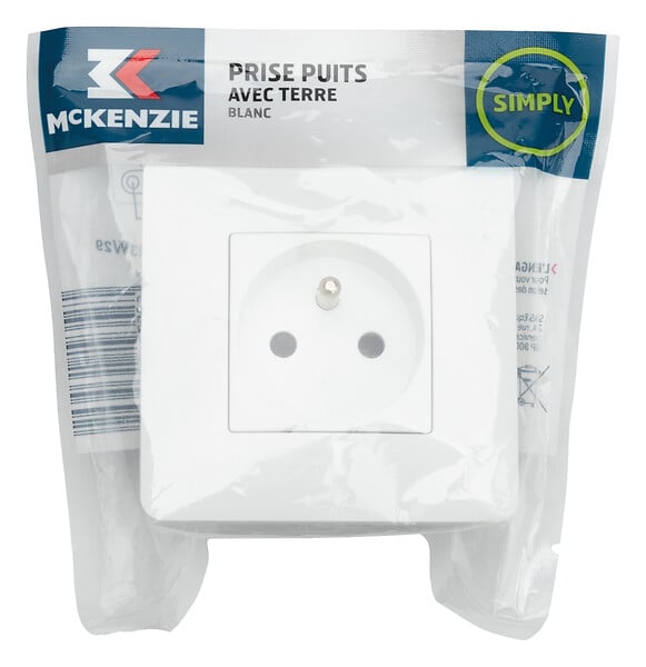 MC KENZIE - Prise 16A puits avec terre complet Simply - Blanc - large