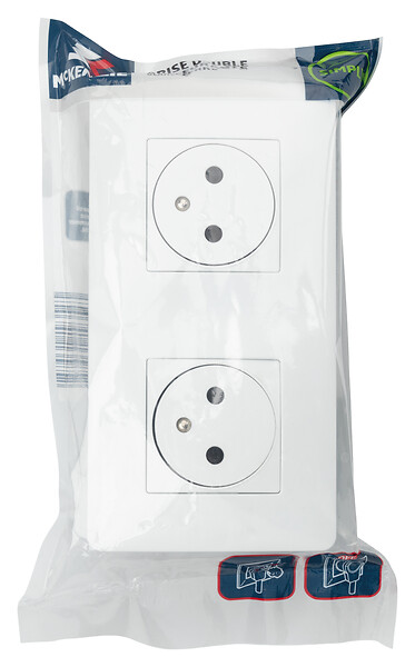 MC KENZIE - Double prise affleurante avec terre 16A complet blanc Simply - large