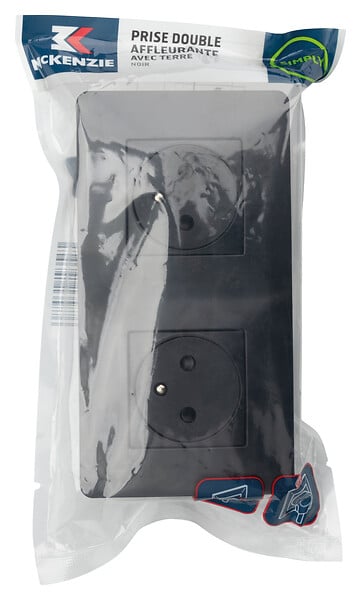 MC KENZIE - Double prise 16A 2P+T Easy Eject Simply - Noir - large
