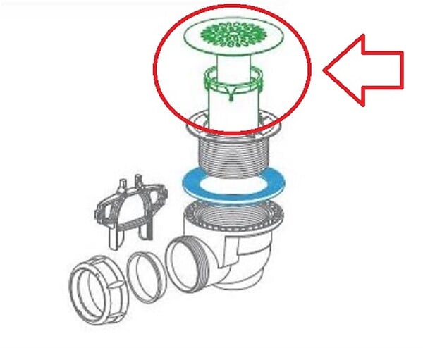NICOLL - Ensemble siphon à grille pour vidage de receveur de douche - Grille siphon ( grille inox + panier plastique) - large