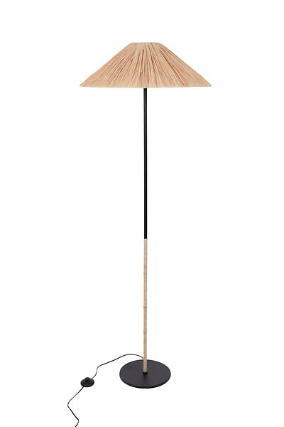 COREP - Lampadaire métal et raphia naturel PLAYA - Naturel - H160cm - large