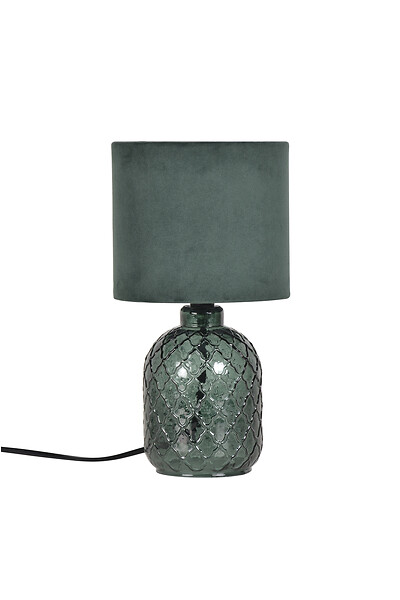 COREP - Lampe verre et velours vert Corep LIVINE H28cm. - large