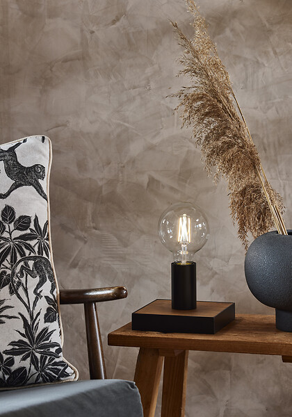 COREP - Lampe à poser métal et bois CONRAD Naturel/Noir E27 - large