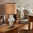 COREP - Lampe à poser céramique et raphia VENUS - Blanc - H65cm - vignette