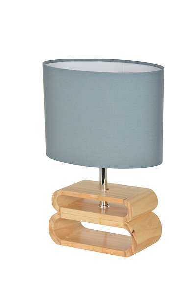 COREP - Lampe à poser Oslo - Bois FSC - Bleu pétrole - H30cm - large