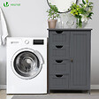 VOUNOT - Meuble de salle de bain rangement 4 tiroirs 1 porte 82x55x30cm gris - vignette