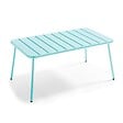 OVIALA - Table basse de jardin acier turquoise 90 x 50 cm - Palavas - vignette