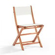 OVIALA - Ensemble table et 2 chaises pliantes en textilène et eucalyptus blanc - Sete - vignette