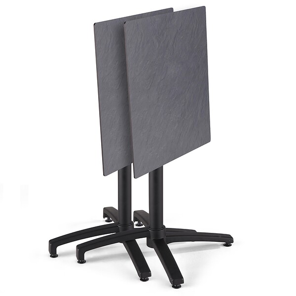 OVIALA - Ensemble table de terrasse stratifié ardoise gris et 4 fauteuils taupe - Opéra - large