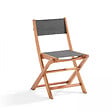OVIALA - Ensemble table et 2 chaises pliantes en textilène et eucalyptus noir - Sete - vignette