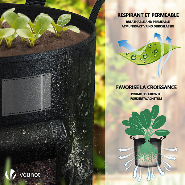 Lot 10 Sacs De Plantation 19L 5 Gal Avec Poignées - Sacs Culture Réutilisables Pour Légumes Tomates Pommes De Terre Noir
