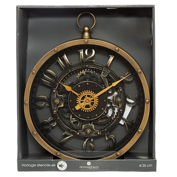 ATMOSPHERA - Horloge murale plastique Liliana - Marron - 27cm - large